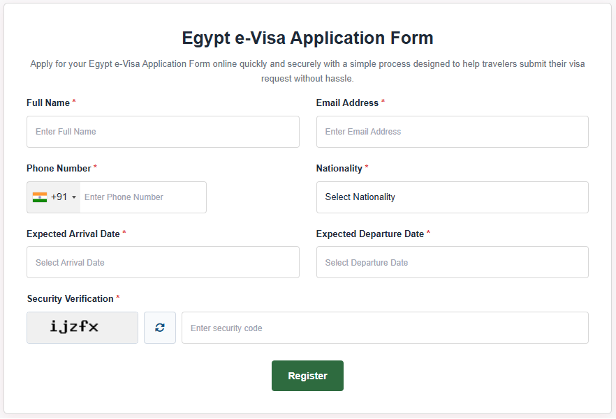Egypt eVisa Registration Form Guide